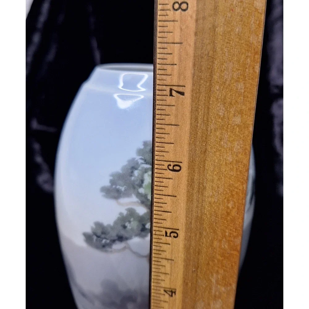 Bing‎ & Grondahl B&G Denmark Landscape Porcelain Vase 8692-251 Pine Trees 7.25